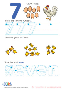 Trace And Write Number 7 with Fun Worksheet