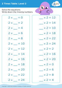 2 Times Table: Level 2