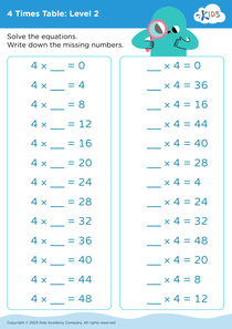 4 Times Table: Level 2