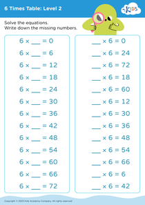 6 Times Table: Level 2