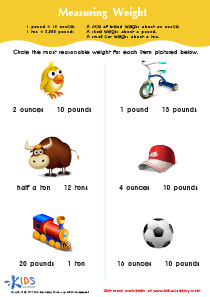 Measuring Weight in Ounces, Pounds and Tons (Part 2) Worksheet