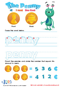 One Cent or the Penny Money Worksheet