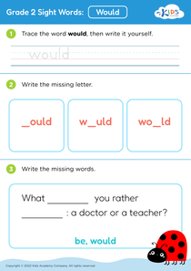 Grade 2 Sight Words: Would