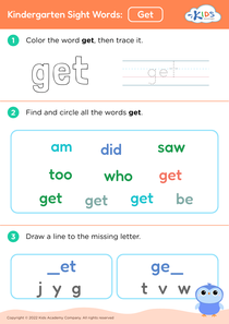 Kindergarten Sight Words: Get