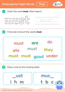 Kindergarten Sight Words: Must