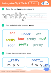 Kindergarten Sight Words: Pretty