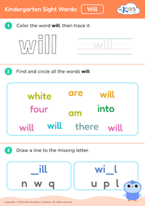 Kindergarten Sight Words: Will