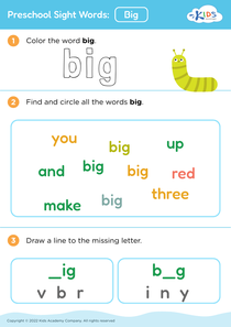 Preschool Sight Words: Big