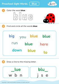 Preschool Sight Words: Blue