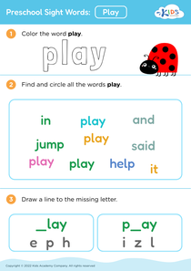 Preschool Sight Words: Play