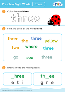 Preschool Sight Words: Three
