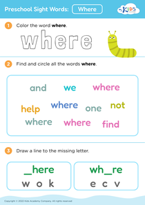 Preschool Sight Words: Where