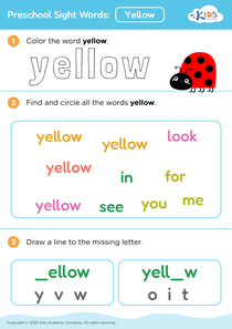 Preschool Sight Words: Yellow