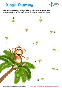 Jungle Counting Connect Dots Worksheet