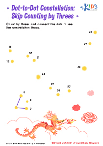 Skip Counting by 3s: Dot–to–Dot Constellation Printable
