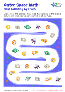 Skip Counting by 5s: Outer Space Math Printable