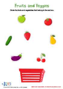 Classifying Fruits and Veggies by Color Sorting Worksheet