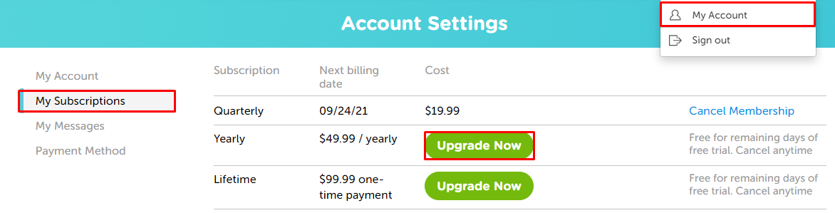 subscription upgrade example 1