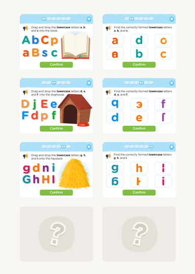 Identifying Lowercase Letters a-i quiz