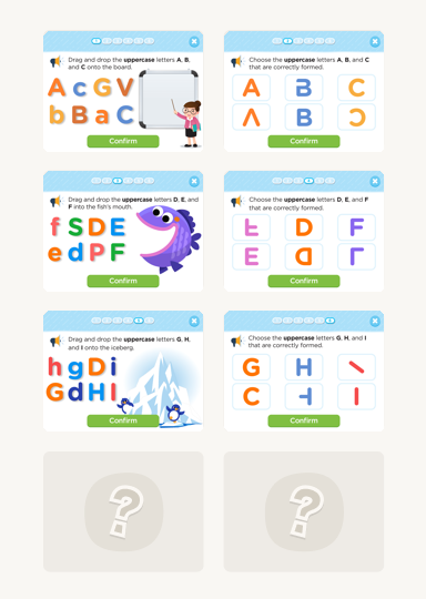 Identifying Uppercase Letters A-I quiz