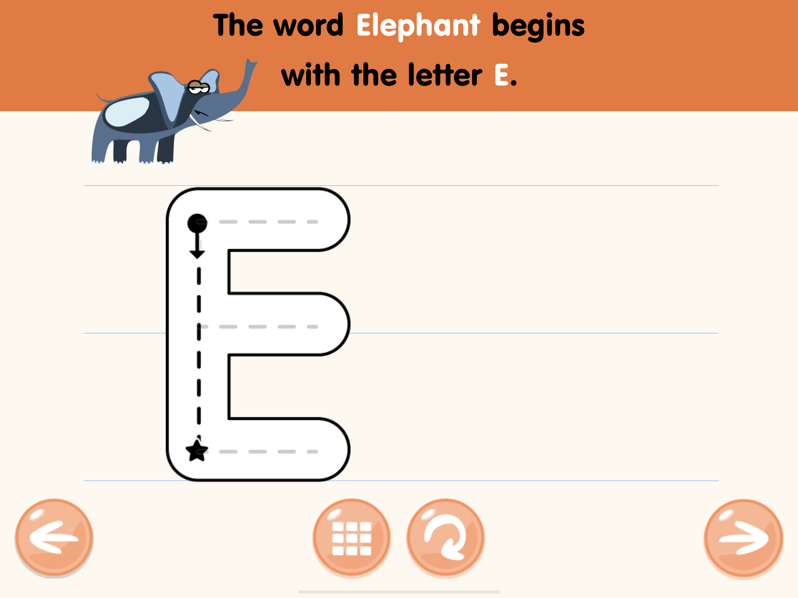 Tracing Uppercase E