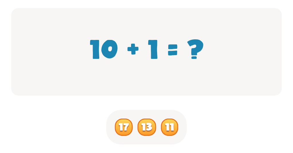 Addition and Subtraction of Tens: Find the Sum of 10 + 1 = ?