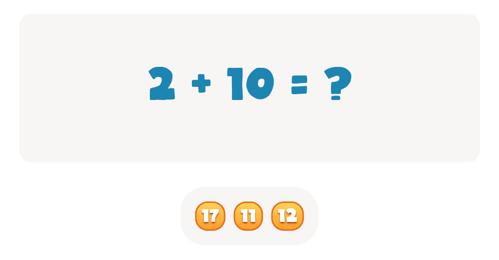 Addition and Subtraction of Tens: Find the Sum of 2 + 10