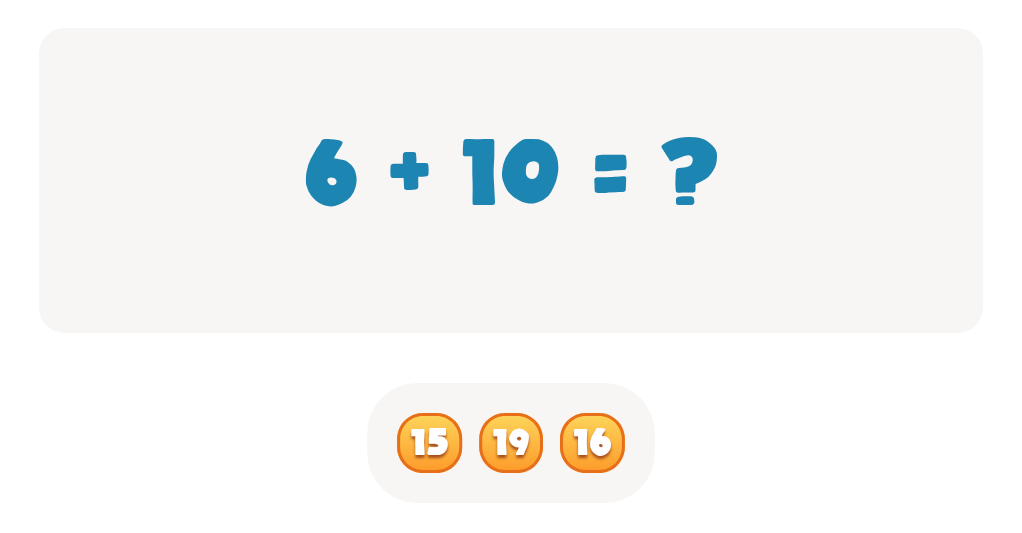 Addition and Subtraction of Tens: Find the Sum of 6 + 10