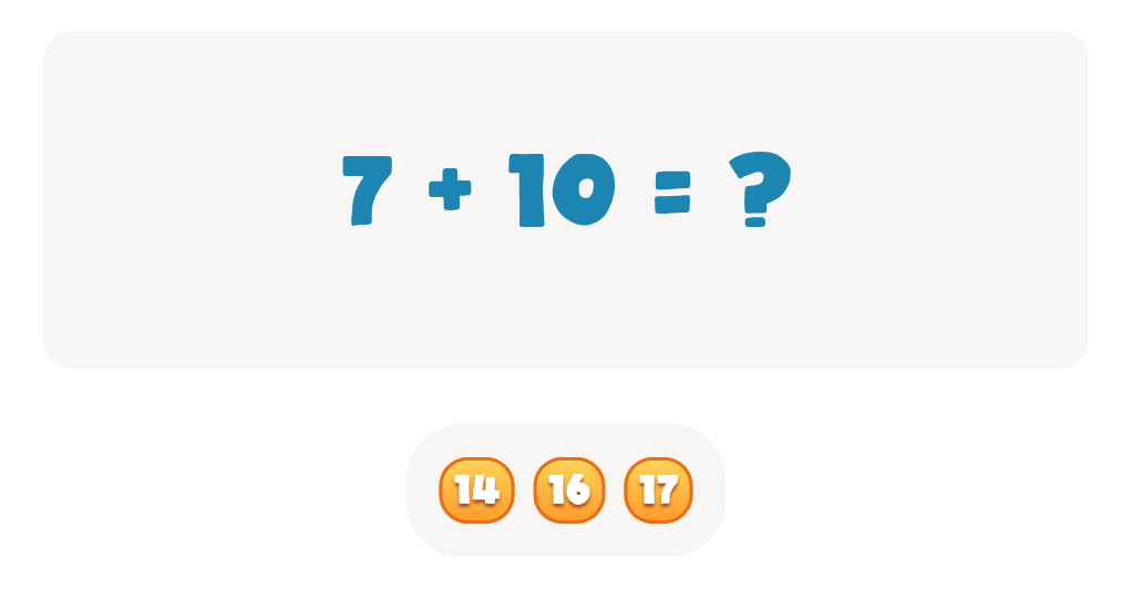 Addition and Subtraction of Tens: Find the Sum of 7 + 10
