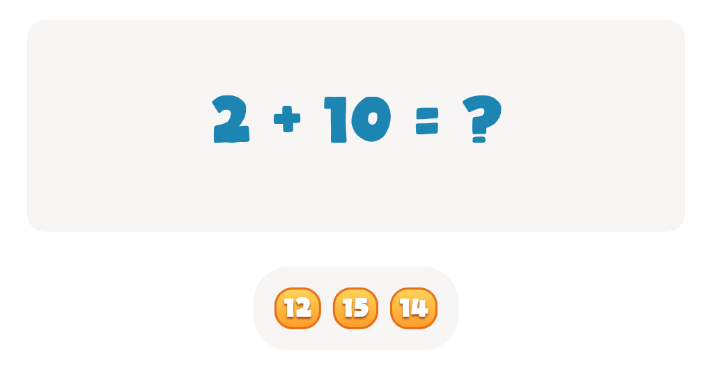 Addition Facts Worksheet: Find the Answer for 2 + 10