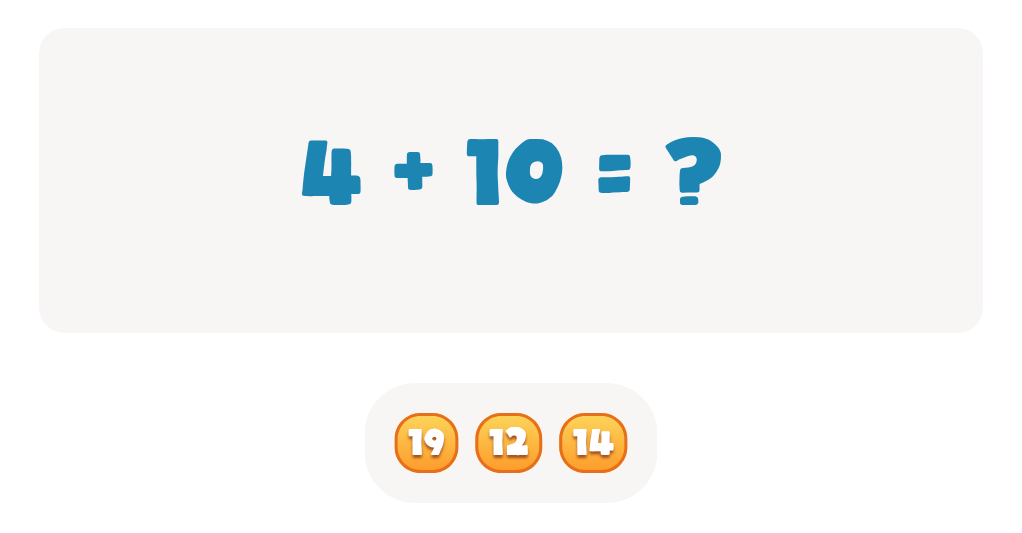 Addition Facts Worksheet: Find the Answer for 4 + 10