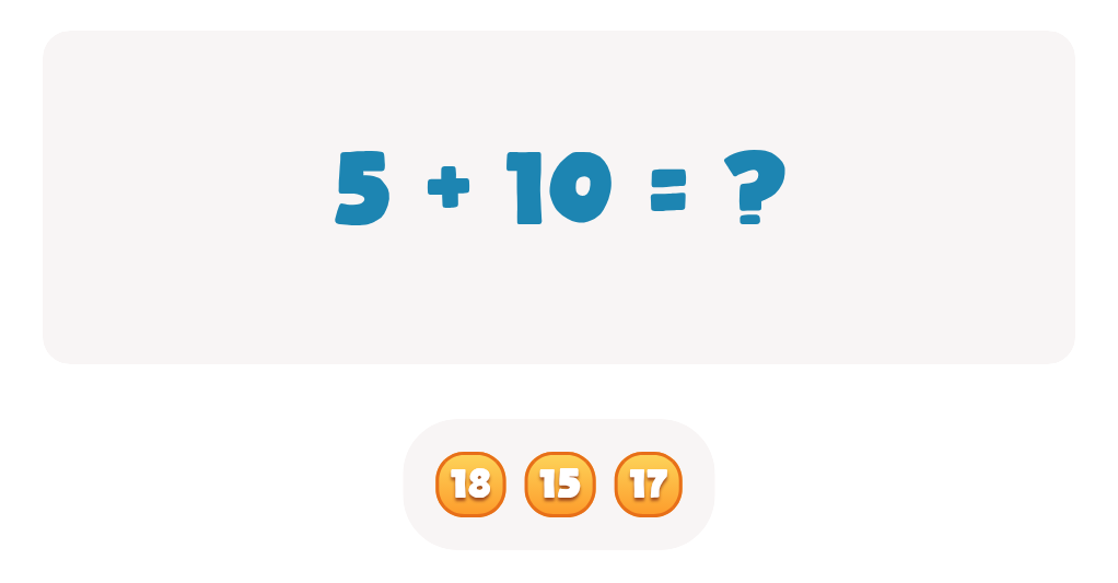 Addition Facts Worksheet: Find the Answer for 5 + 10