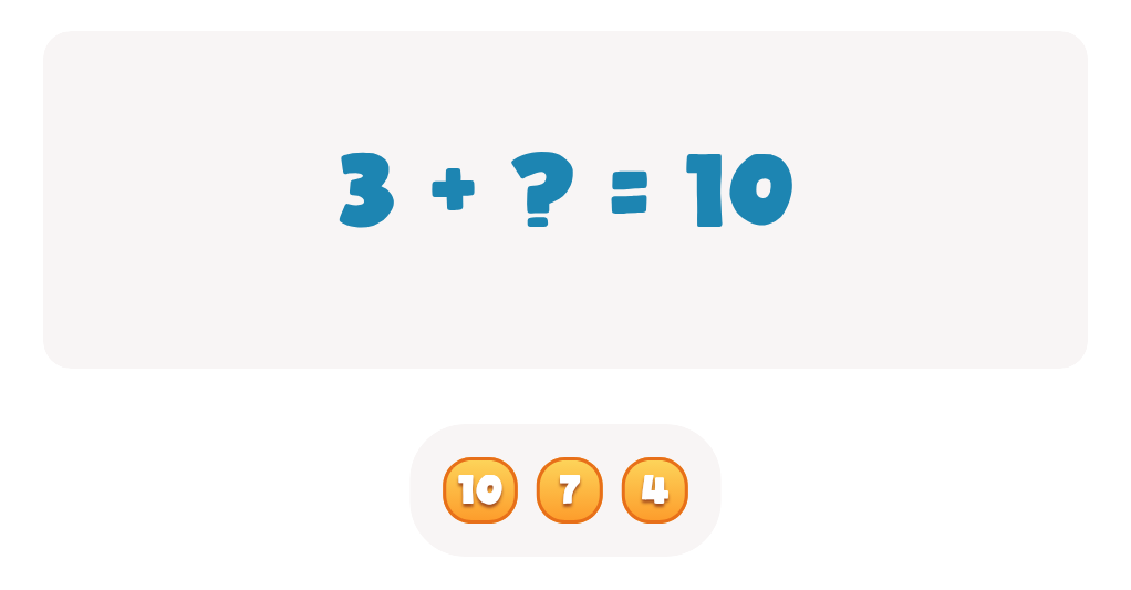 Addition Facts Worksheet: Find the Missing Addend for 3 + ? = 10