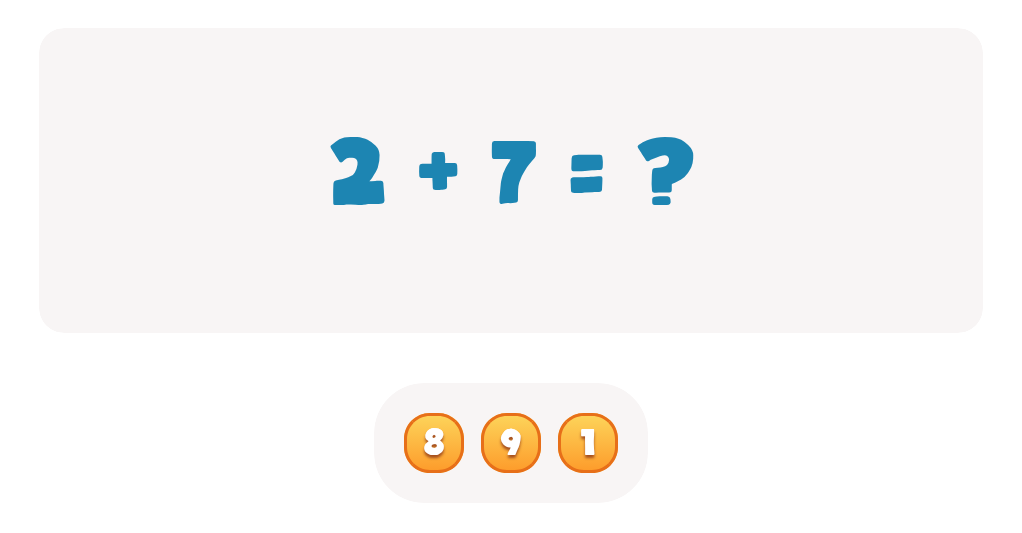 Addition Facts Worksheet: Find the Total for 2 + 7