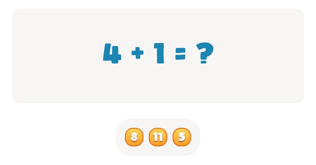Addition Facts Worksheet: Find the Total for 4 + 1