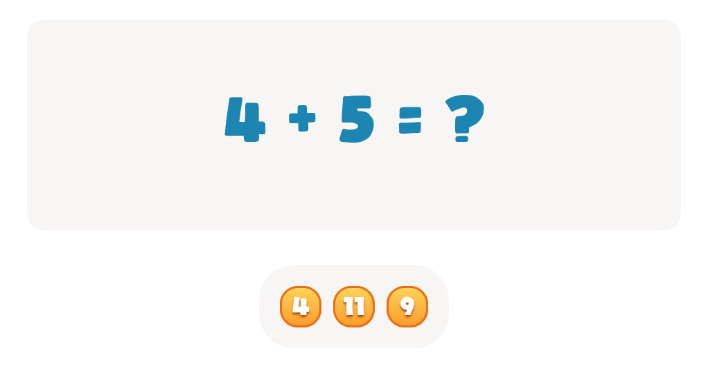 Addition Facts Worksheet: Find the Total for 4 + 5