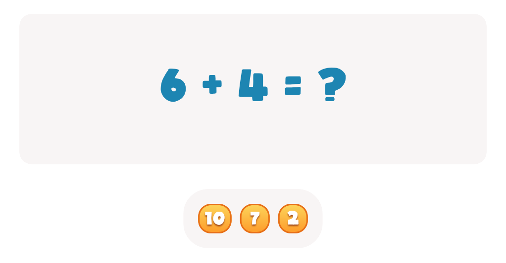 Addition Facts Worksheet: Find the Total for 6 + 4