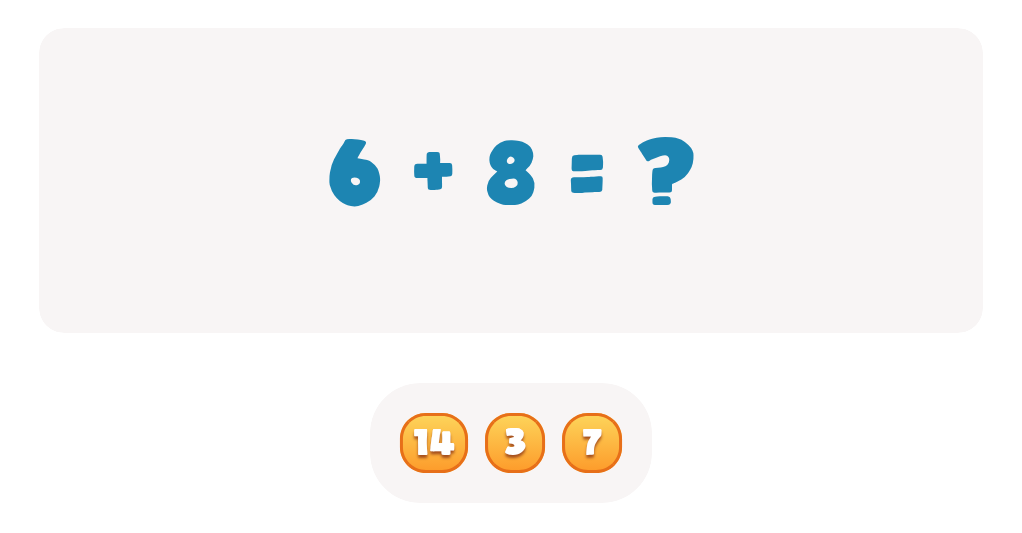 Addition Facts Worksheet: Find the Total for 6 + 8