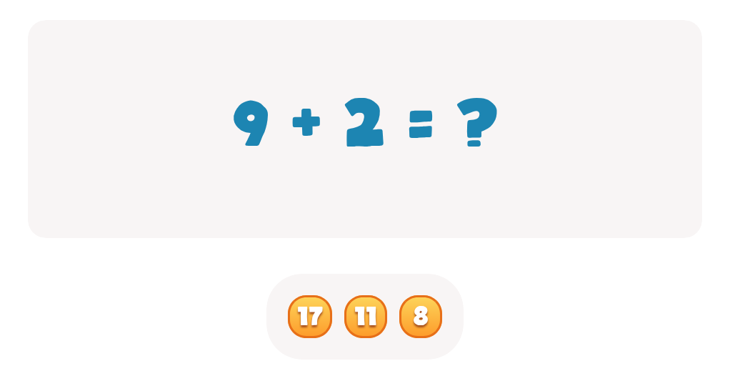 Addition Facts Worksheet: Find the Total for 9 + 2