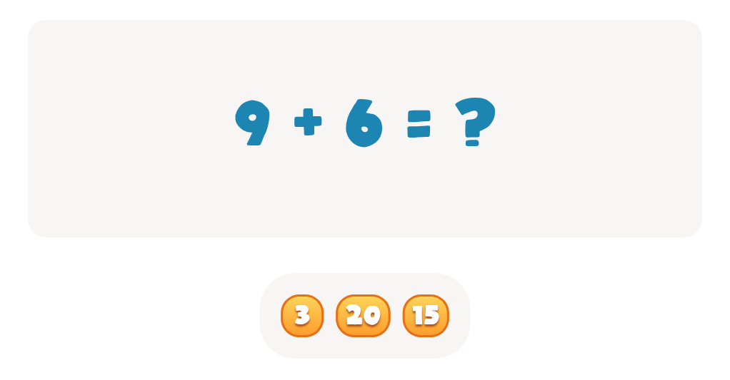 Addition Facts Worksheet: Find the Total for 9 + 6