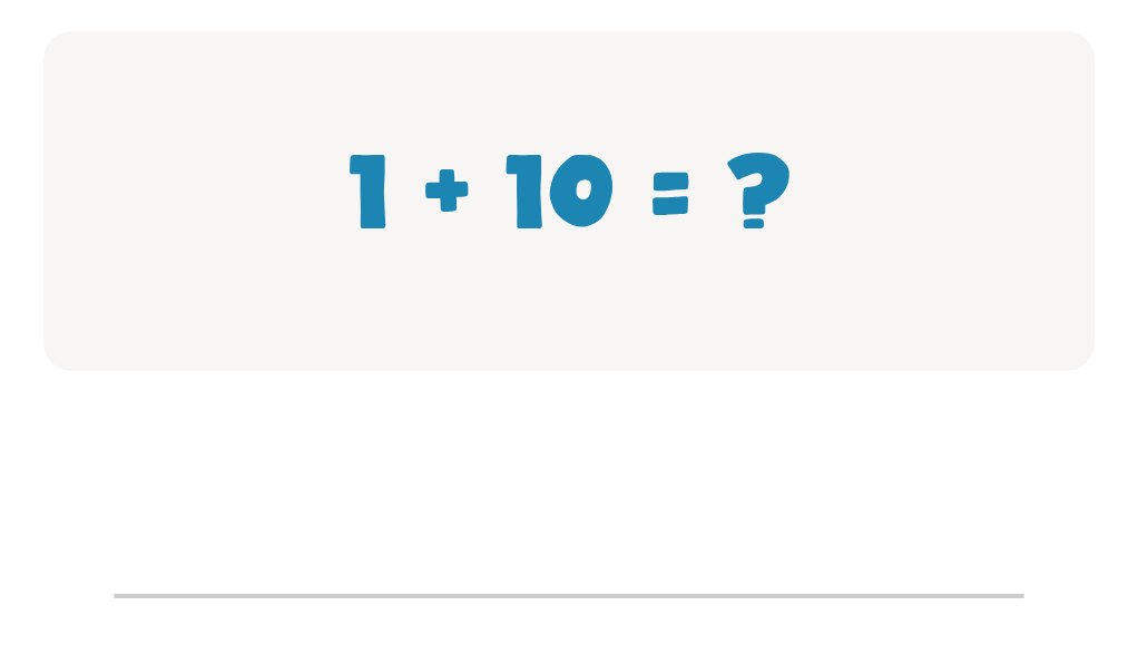 Addition Facts Worksheet: Type the Answer for 1 + 10