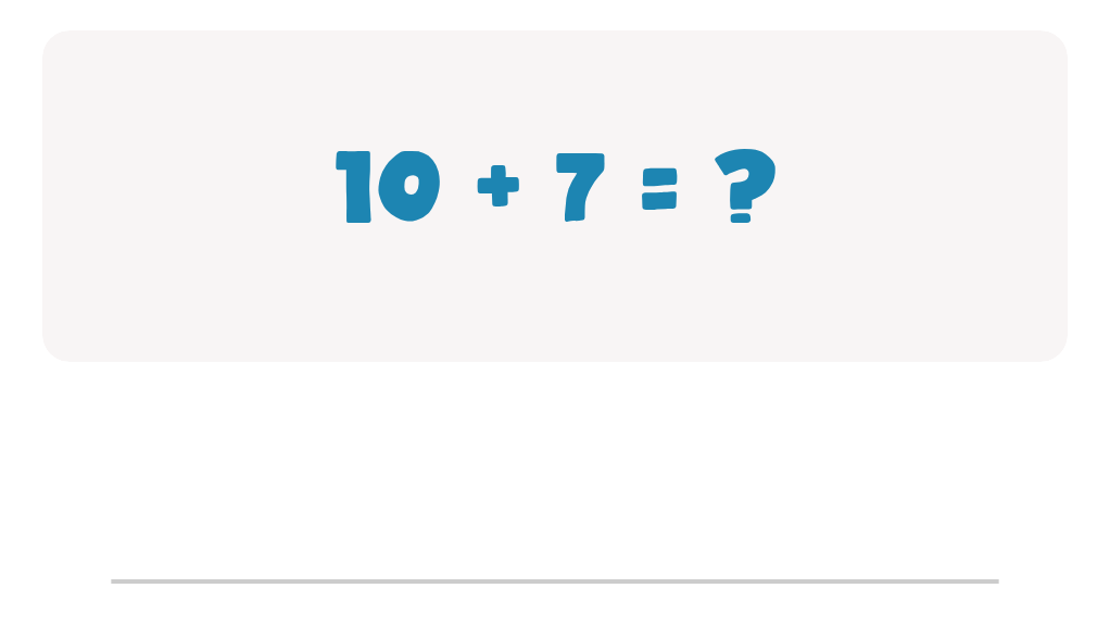 Addition Facts Worksheet: Type the Answer for 10 + 7