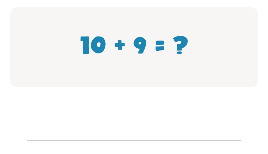 Addition Facts Worksheet: Type the Answer for 10 + 9