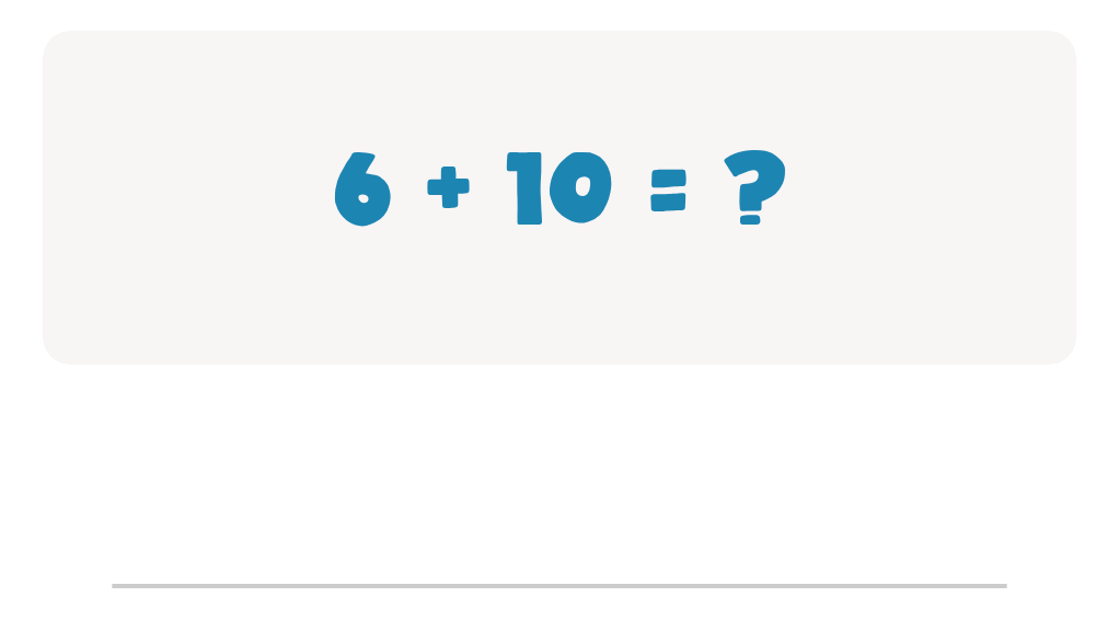 Addition Facts Worksheet: Type the Answer for 6 + 10