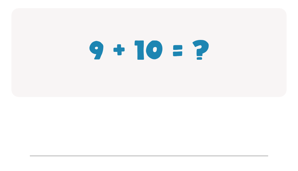 Addition Facts Worksheet: Type the Answer for 9 + 10