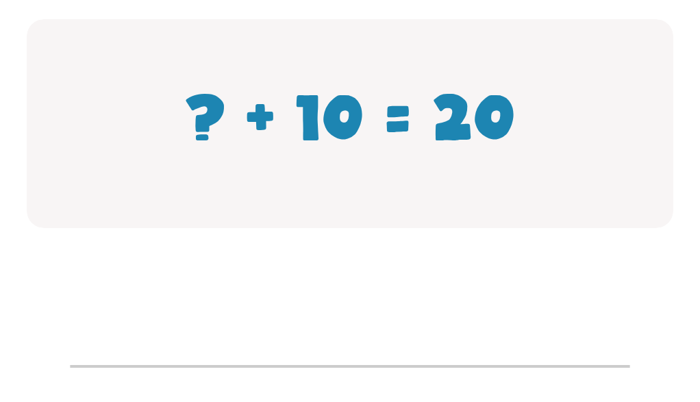Addition Facts Worksheet: Type the Missing Number in ? + 10 = 20