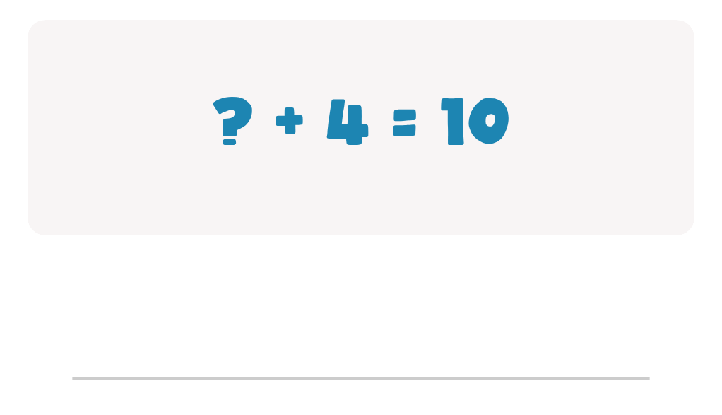 Addition Facts Worksheet: Type the Missing Number in ? + 4 = 10