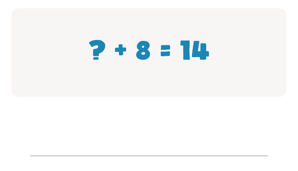 Addition Facts Worksheet: Type the Missing Number in ? + 8 = 14