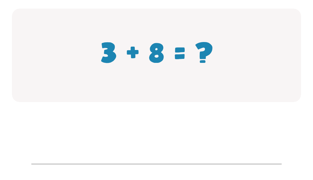 Addition Facts Worksheet: Type the Total for 3 + 8