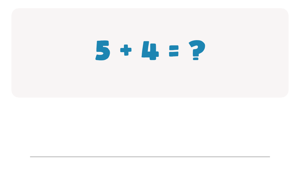 Addition Facts Worksheet: Type the Total for 5 + 4